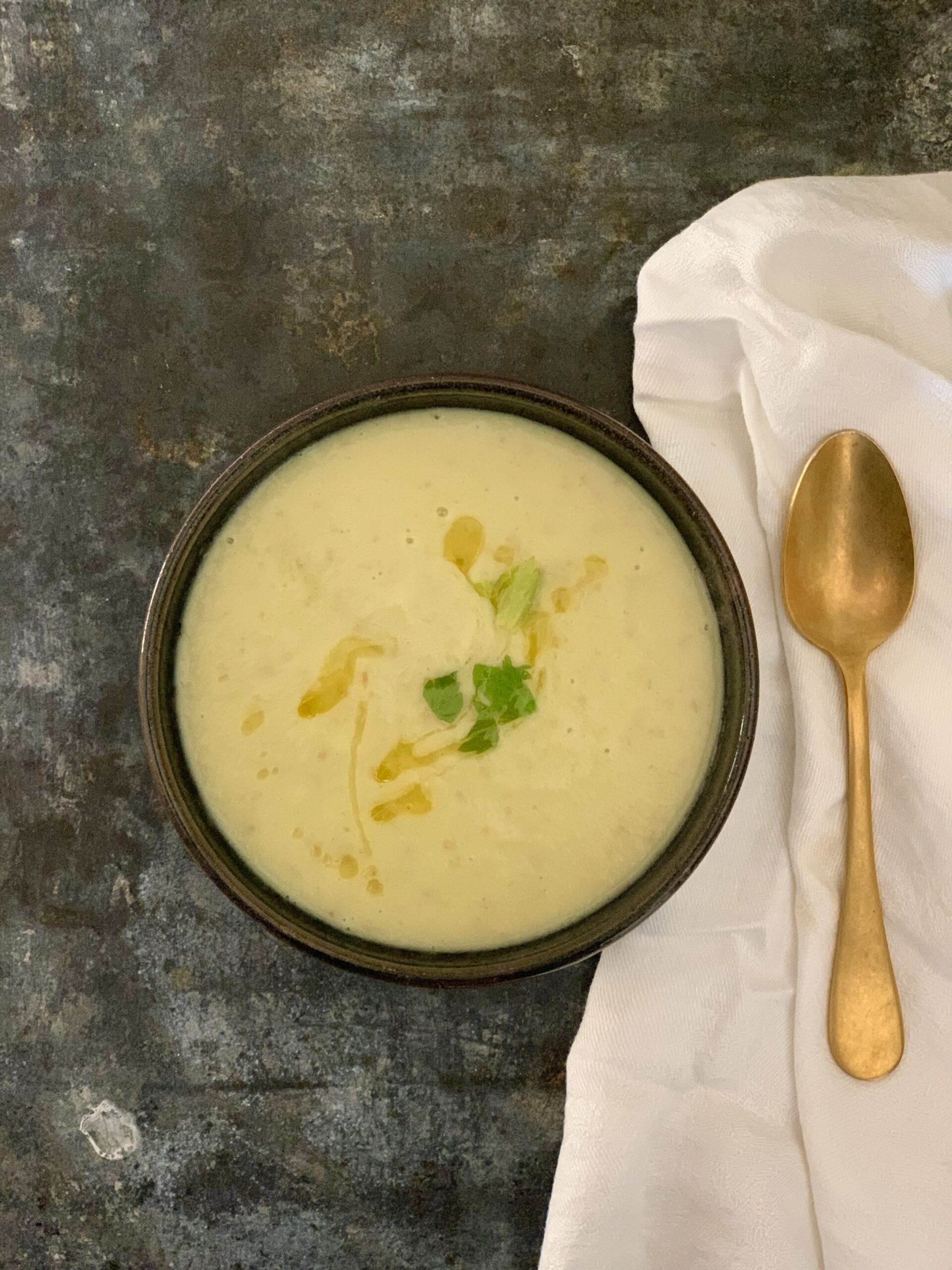 lauren liess' simple celery broth soup